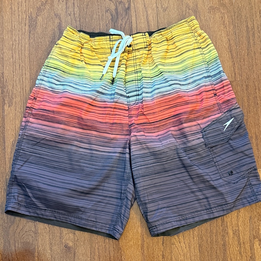 Speedo Multicolor Striped Swim Trunks